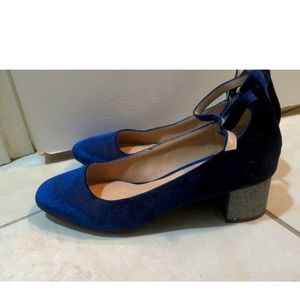 Andrew Geller Naughtica Blue Velvet and Glitter Heels